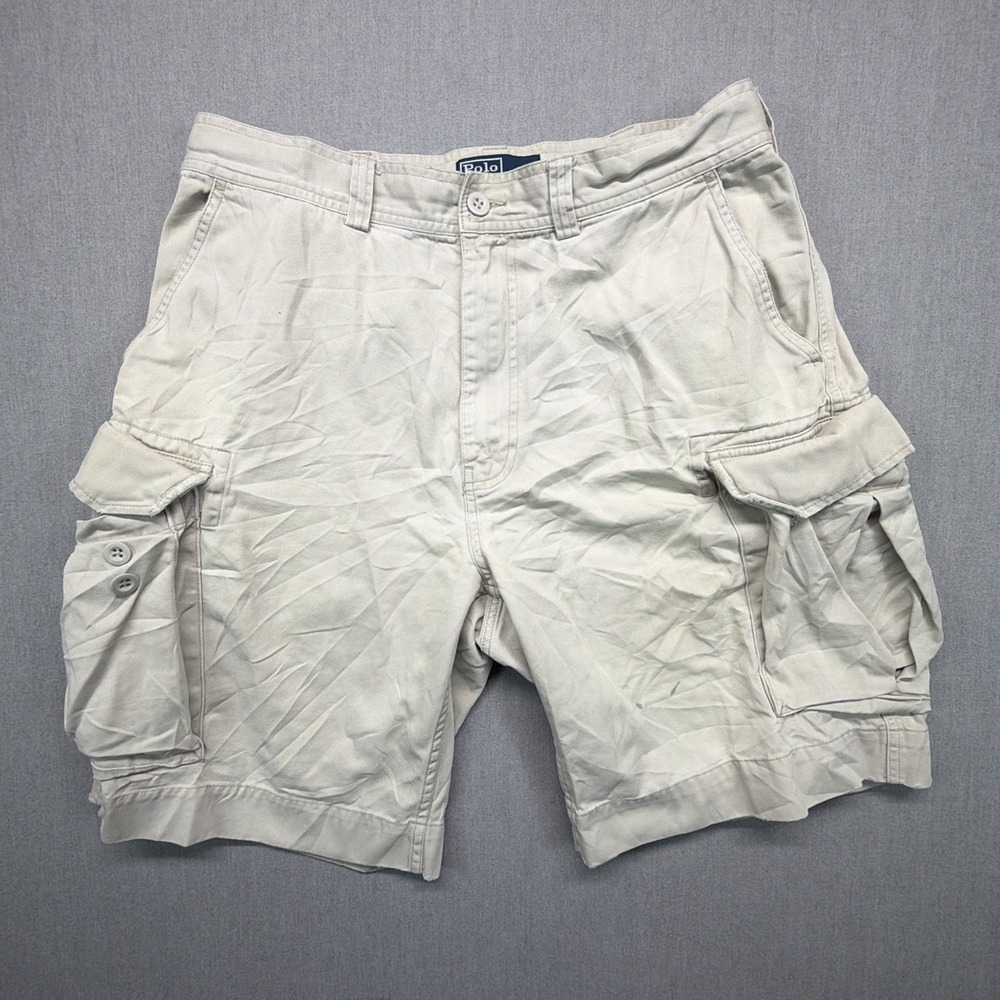 VTG 90s Polo Ralph Lauren‎ Cargo Shorts Mens Size 34 Beige